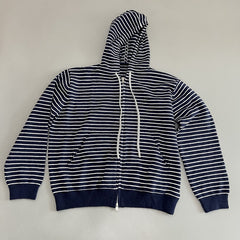 Women Casual Hooded Zip Up Striped Sweater
