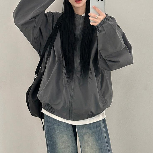 Vintage Solid Color Oversized Outdoor Jacket