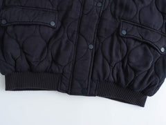 Vintage Solid Color Padded Oversized Jacket