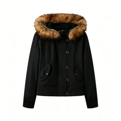 Fleece Hooded Jacket with Print