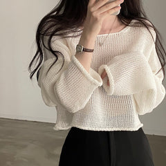 Solid Color Thin Knitted Top