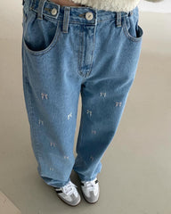 Vintage Embroidered Bow Boyfriend Jeans