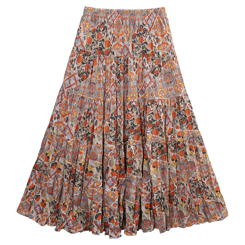 Casual Floral Umbrella Maxi Skirt - fairypeony