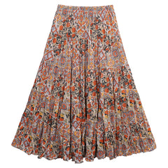 Casual Floral Umbrella Maxi Skirt - fairypeony