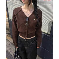 Solid Color Knit Cardigan – Halter Neck Extra-Long Sleeve Pullover