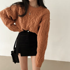 Vintage Cable Knit Cropped Sweater