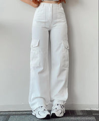 Street Style Straight Leg Cargo Pants - fairypeony