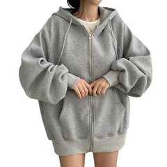 Womens Fleece-Lined Hooded Sweatshirt Jacket