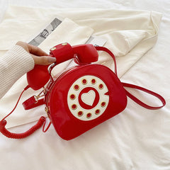 Telephone Shaped PU Leather Shoulder Bag