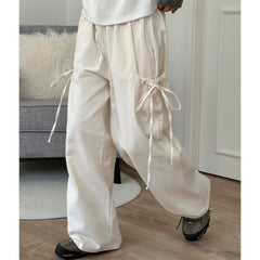 Side Pocket Bow Bandage Parachute Pants