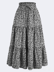 Floral Print Elastic Waist Maxi Skirt - fairypeony