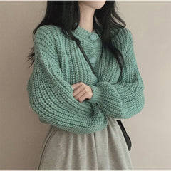Aesthetic Round Neck Button Cardigan