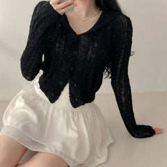 Solid Color Long Sleeve Button Long Sleeve Cardigan