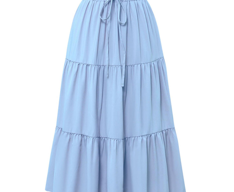 Solid Color Splicing Pleated Pocket Skirt - fairypeony