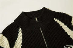 Patchwork Oversized Zip Up Cardigan - fairypeony