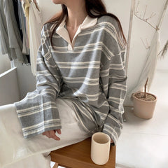 Women's striped polo shirt