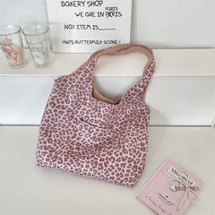 Korean Retro Leopard Print Suede Tote Bag