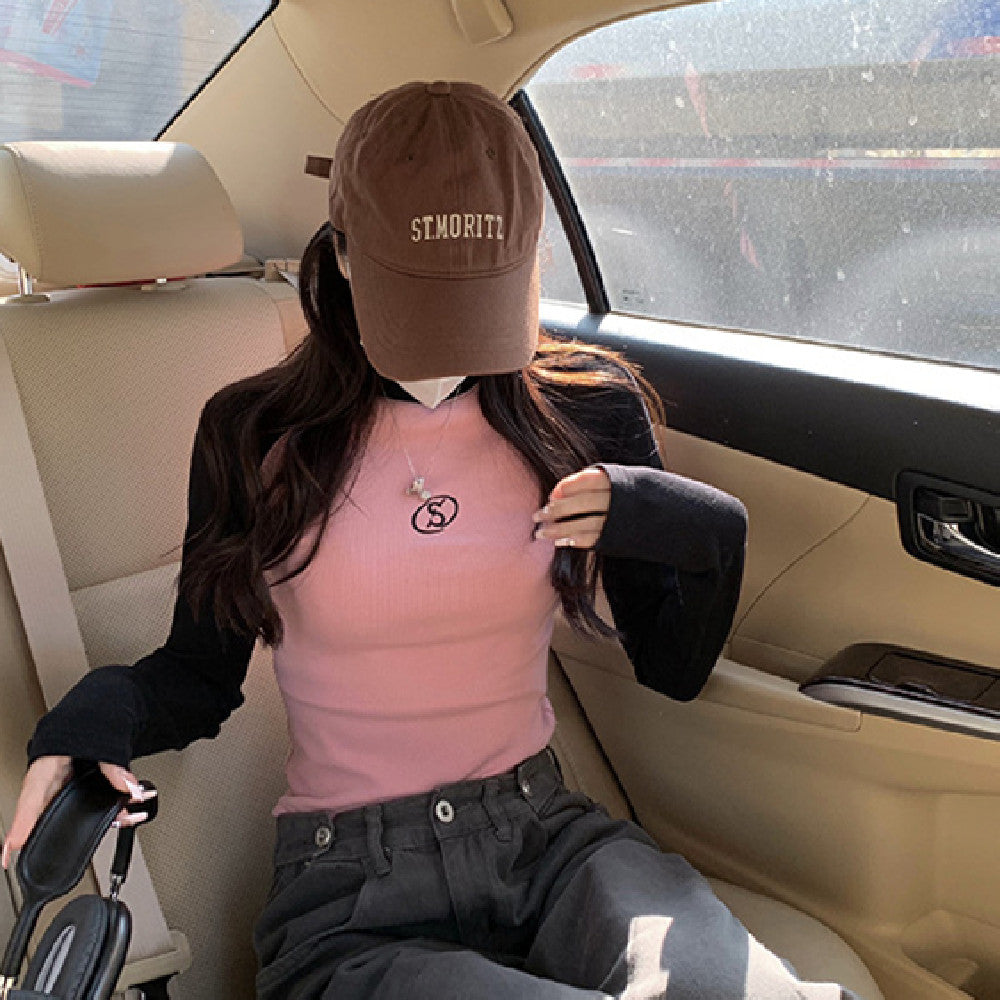 Logo Emroidered Raglan Long Sleeve Tee - fairypeony