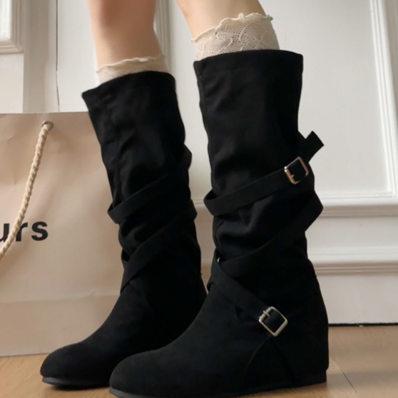 Leather boots, long sleeves, women's style