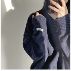 Dark Academia Solid Color V-Neck Pullover Sweater