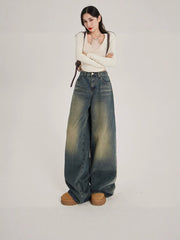 Womens High Waist Wide Leg Denim Pants