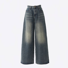 Womens High Waist Wide Leg Denim Pants