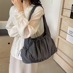 Shirring String Big Shoulder Bag