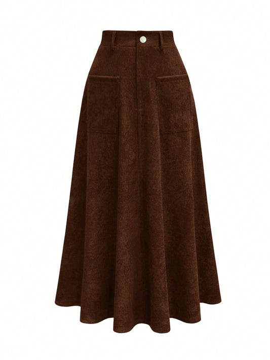Designed Casual Retro Corduroy A-Line Skirt - fairypeony