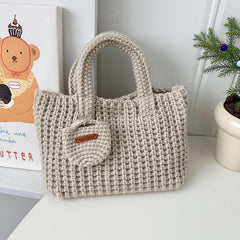 Aesthetic Crochet Solid Color Handbag
