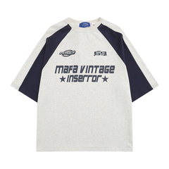 Raglan Short Sleeve Patchwork T-shirt