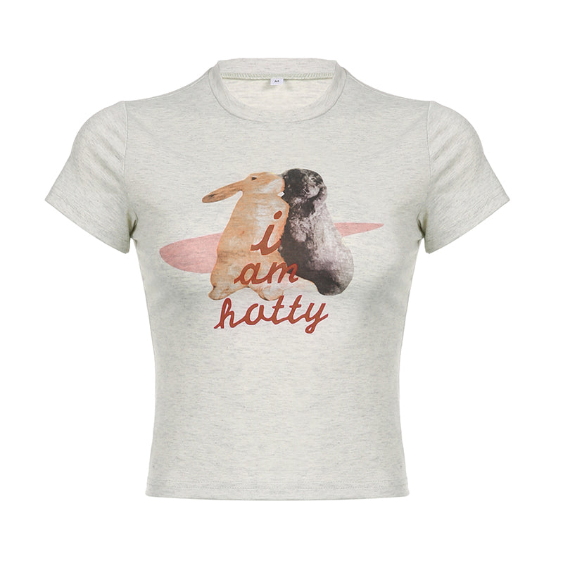 Rabbit Print Short Sleeve Tee - fairypeony