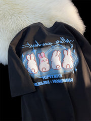Embroidered Cute Rabbit Oversized T-shirt