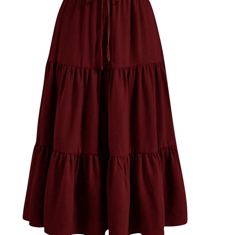 Solid Color Splicing Pleated Pocket Skirt - fairypeony