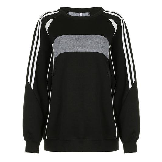 Preppy Contrast Color Splice Sweatshirt - fairypeony