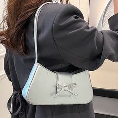 Bow Knot Pu Leather Y2K Shoulder Bag