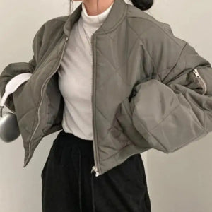 Vintage Irregular Design Bomber Jacket - fairypeony