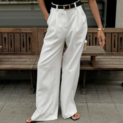 White High Rise Tailored Pants