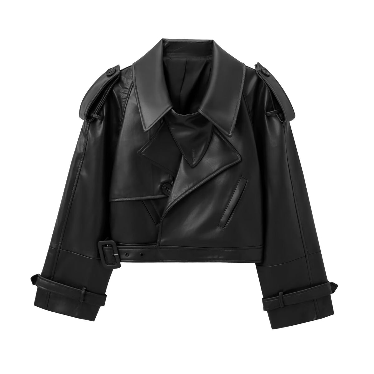 Pu Lapel Adjustable Cuffs Retro Motorcycle Jacket