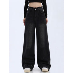 Vintage Dark Wash Patchwork Wide Leg Jeans