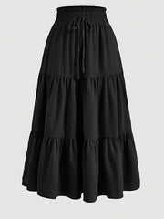 Floral Print Elastic Waist Maxi Skirt - fairypeony