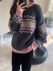 Wool Blend Geometric Pullover Sweater
