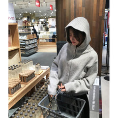 Buttoned Hooded Cardigan Sweater