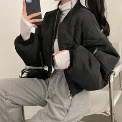 Vintage Irregular Design Bomber Jacket - fairypeony