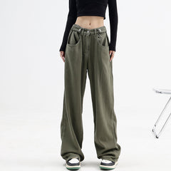 Washed Retro Green Boyfriend Jeans