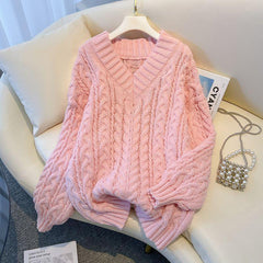 Womens V-Neck Knit Sweater - fairypeony