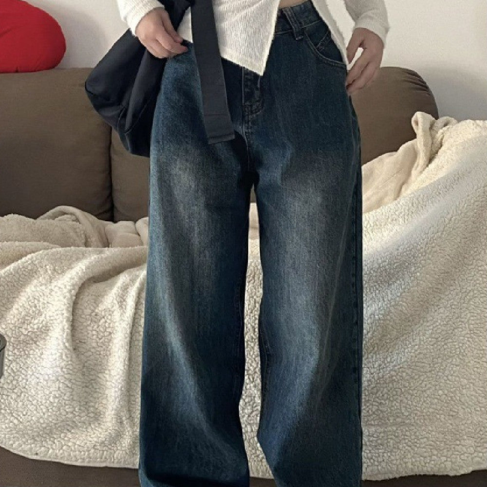 Vintage Blue Washed High Waist Boyfriend Jeans - fairypeony