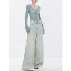 Vintage Light Blue Straight Baggy Jeans