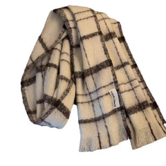 Soft Imitation Cashmere Plaid Scarf with Tassels for Winter