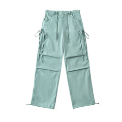Side Drawstring Pleated Cargo Pants