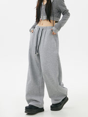 Solid Color Baggy Wide Leg Sweatpants